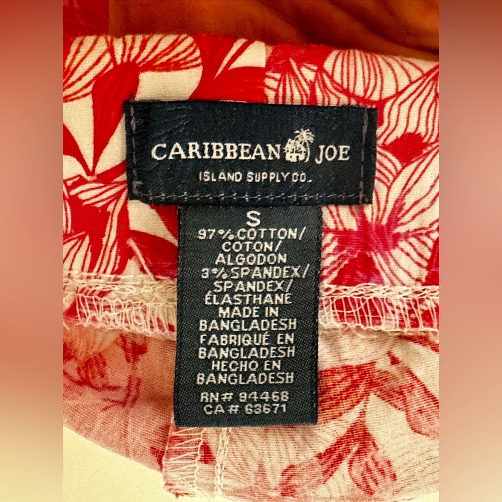 Caribbean Joe Vibrant Red & Pink Floral Shorts - Picture 2 of 5